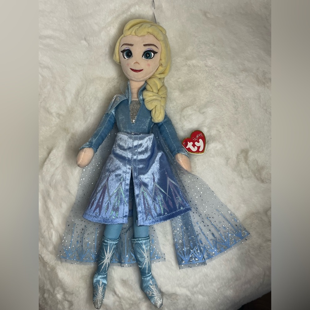 Ty Blonde Frozen Doll with Blue Dress